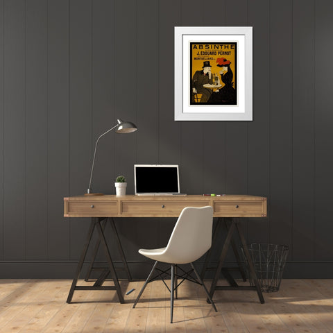 Absinthe-Pernot White Modern Wood Framed Art Print with Double Matting by Vintage Apple Collection