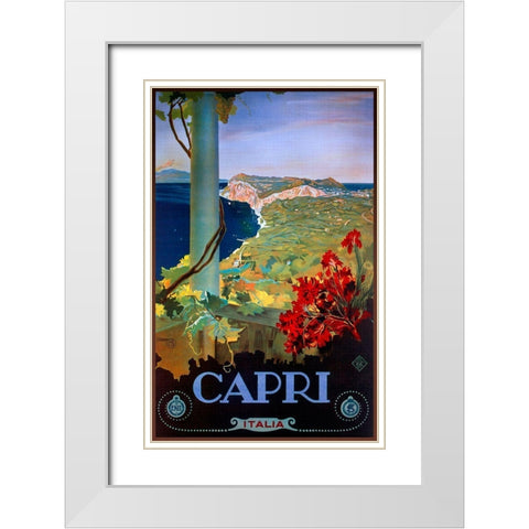 Capri Italia White Modern Wood Framed Art Print with Double Matting by Vintage Apple Collection