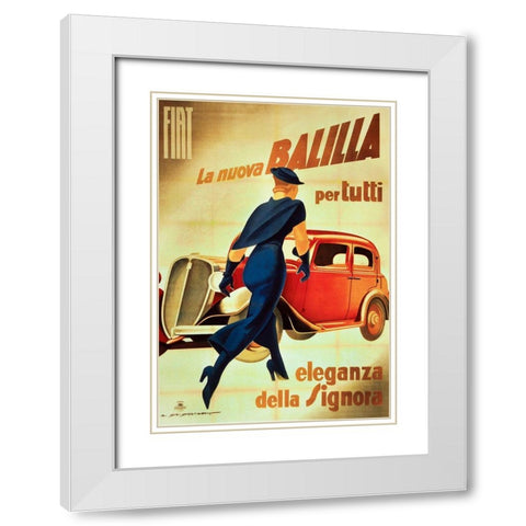 Dudovich-Fiat White Modern Wood Framed Art Print with Double Matting by Vintage Apple Collection