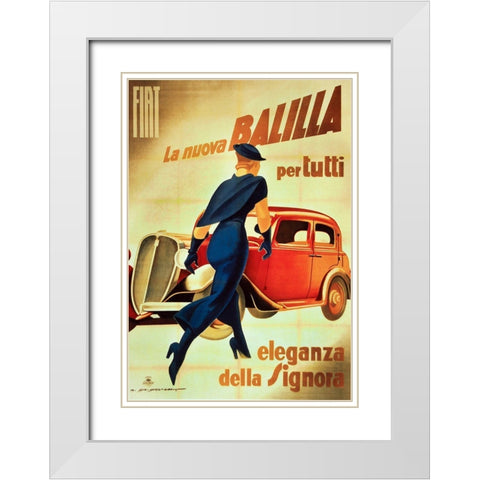 Dudovich-Fiat White Modern Wood Framed Art Print with Double Matting by Vintage Apple Collection