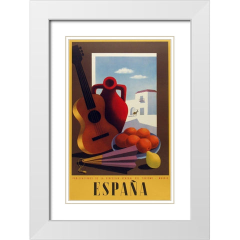 Espana White Modern Wood Framed Art Print with Double Matting by Vintage Apple Collection