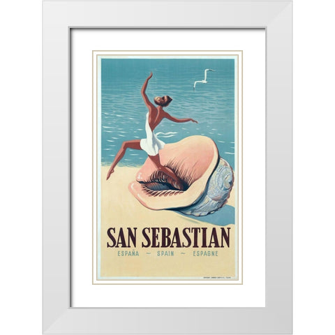 San Sebastian White Modern Wood Framed Art Print with Double Matting by Vintage Apple Collection