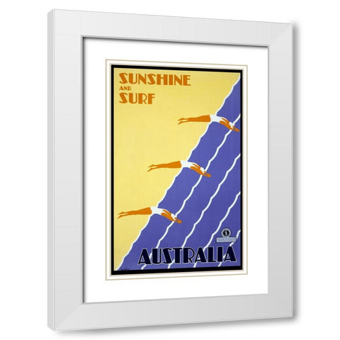 Sunshine and Surf Australia White Modern Wood Framed Art Print with Double Matting by Vintage Apple Collection