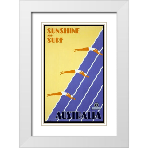 Sunshine and Surf Australia White Modern Wood Framed Art Print with Double Matting by Vintage Apple Collection