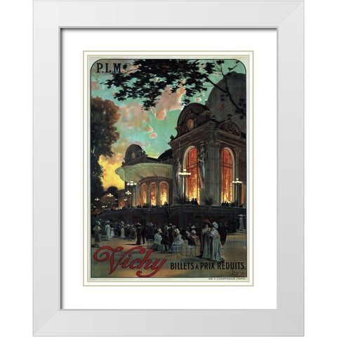 Vichy France White Modern Wood Framed Art Print with Double Matting by Vintage Apple Collection