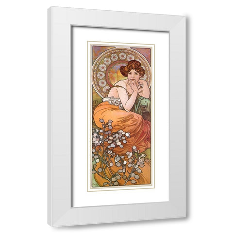 Mucha Topaz White Modern Wood Framed Art Print with Double Matting by Vintage Apple Collection