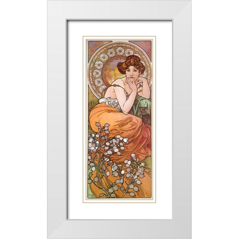 Mucha Topaz White Modern Wood Framed Art Print with Double Matting by Vintage Apple Collection