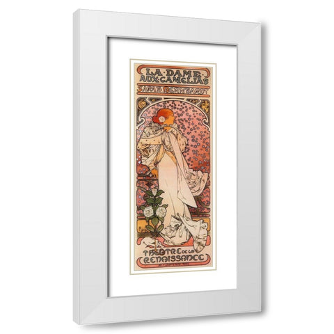 Mucha Bernhardt White Modern Wood Framed Art Print with Double Matting by Vintage Apple Collection