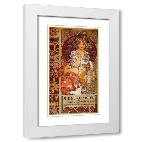Mucha Guide Officiel White Modern Wood Framed Art Print with Double Matting by Vintage Apple Collection