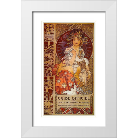 Mucha Guide Officiel White Modern Wood Framed Art Print with Double Matting by Vintage Apple Collection