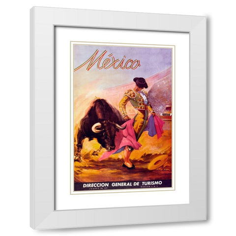 Turismo Mexico I White Modern Wood Framed Art Print with Double Matting by Vintage Apple Collection