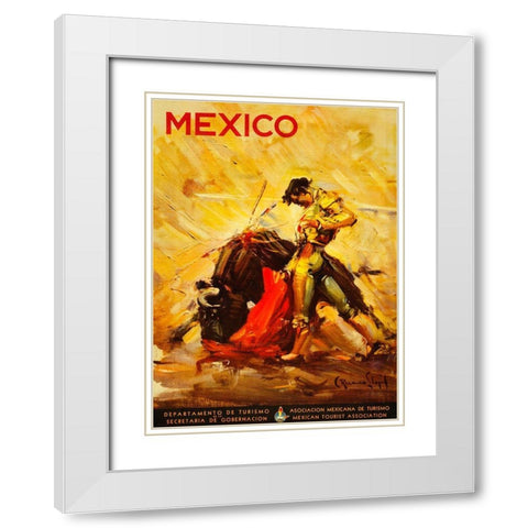 Turismo Mexico II White Modern Wood Framed Art Print with Double Matting by Vintage Apple Collection