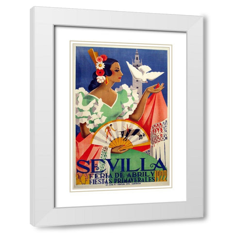 Sevilla 1922 White Modern Wood Framed Art Print with Double Matting by Vintage Apple Collection