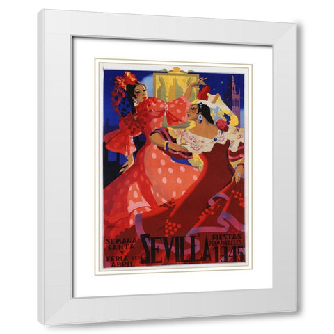 Sevilla  White Modern Wood Framed Art Print with Double Matting by Vintage Apple Collection