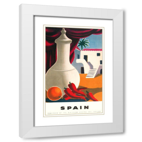 Spain Peppers White Modern Wood Framed Art Print with Double Matting by Vintage Apple Collection