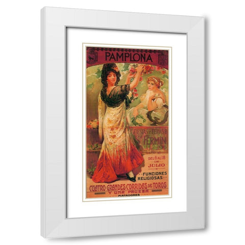 Pamplona I White Modern Wood Framed Art Print with Double Matting by Vintage Apple Collection
