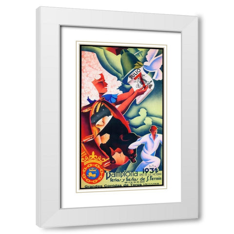 Pamplona VII White Modern Wood Framed Art Print with Double Matting by Vintage Apple Collection