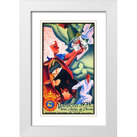 Pamplona VII White Modern Wood Framed Art Print with Double Matting by Vintage Apple Collection
