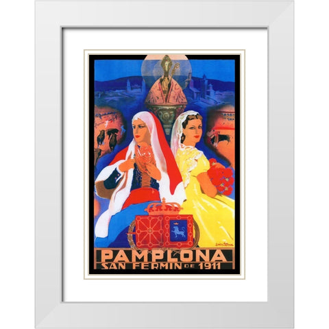 Pamplona XII White Modern Wood Framed Art Print with Double Matting by Vintage Apple Collection