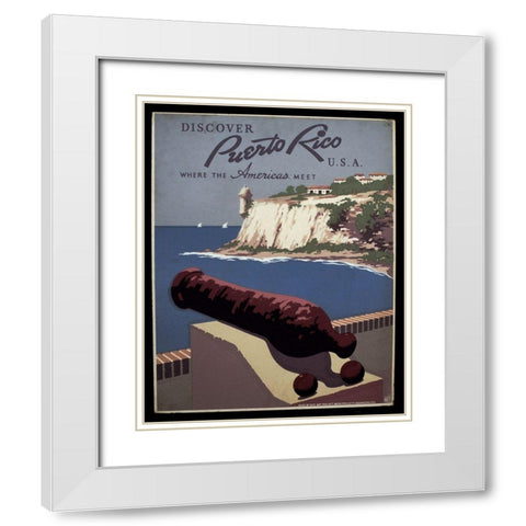 Puerto Rico White Modern Wood Framed Art Print with Double Matting by Vintage Apple Collection