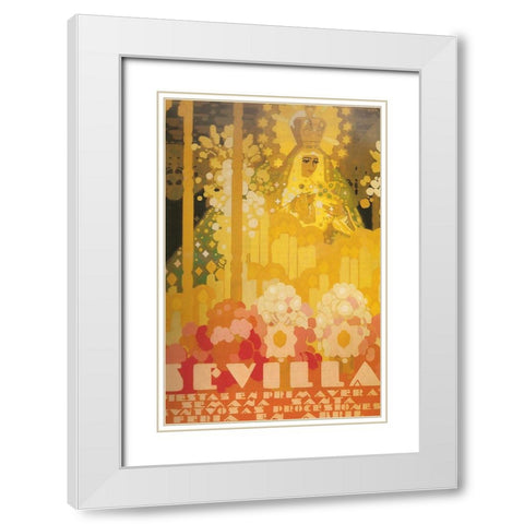 Sevilla Amarillo White Modern Wood Framed Art Print with Double Matting by Vintage Apple Collection
