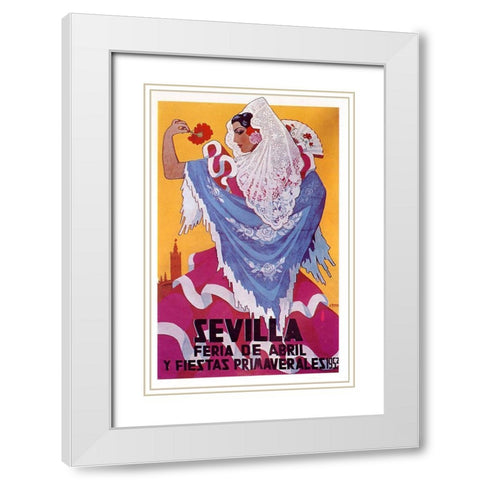 Sevilla April White Modern Wood Framed Art Print with Double Matting by Vintage Apple Collection