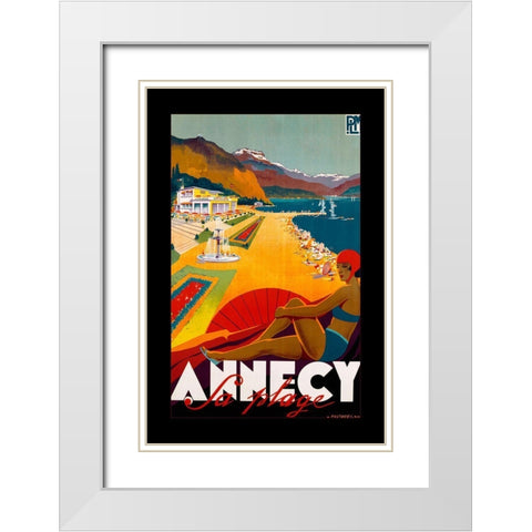 Annecy White Modern Wood Framed Art Print with Double Matting by Vintage Apple Collection