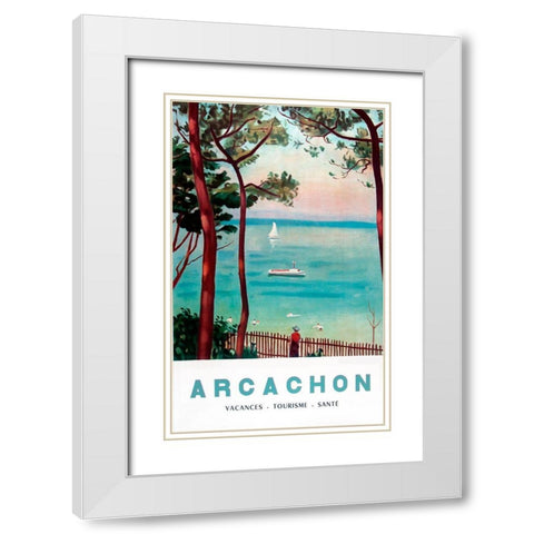 Arachon France White Modern Wood Framed Art Print with Double Matting by Vintage Apple Collection