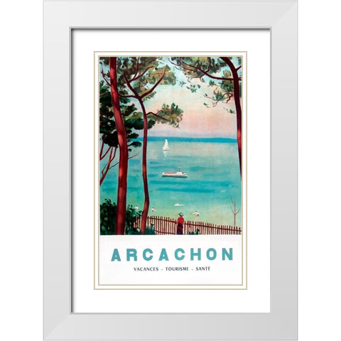 Arachon France White Modern Wood Framed Art Print with Double Matting by Vintage Apple Collection