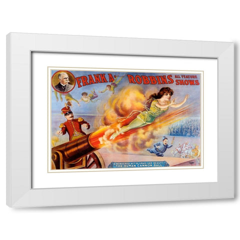 Frank Robbins Circus White Modern Wood Framed Art Print with Double Matting by Vintage Apple Collection