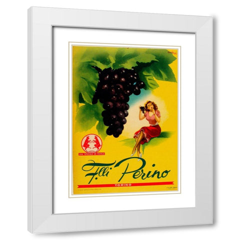 Gianrosa 1955 - Grapes White Modern Wood Framed Art Print with Double Matting by Vintage Apple Collection