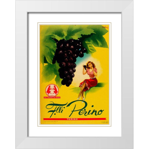 Gianrosa 1955 - Grapes White Modern Wood Framed Art Print with Double Matting by Vintage Apple Collection