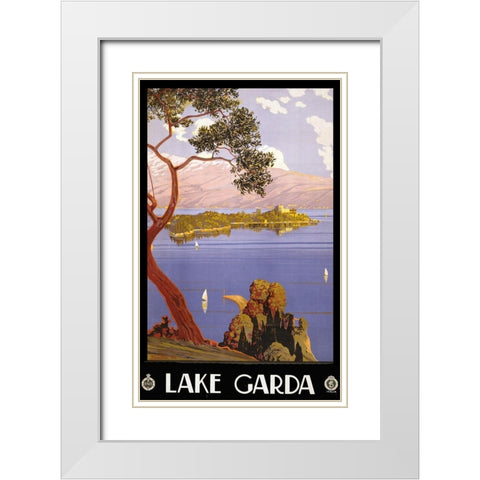 Lake Garda White Modern Wood Framed Art Print with Double Matting by Vintage Apple Collection
