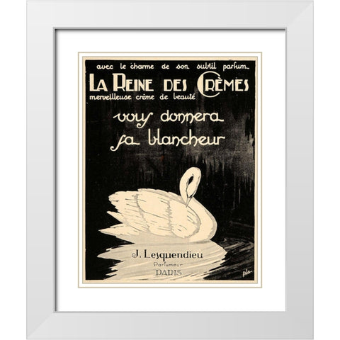 Swan Cremes White Modern Wood Framed Art Print with Double Matting by Vintage Apple Collection
