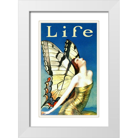 Life White Modern Wood Framed Art Print with Double Matting by Vintage Apple Collection