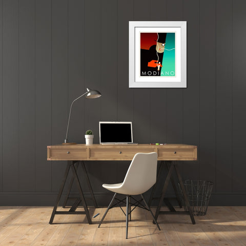 Modiano Cig White Modern Wood Framed Art Print with Double Matting by Vintage Apple Collection