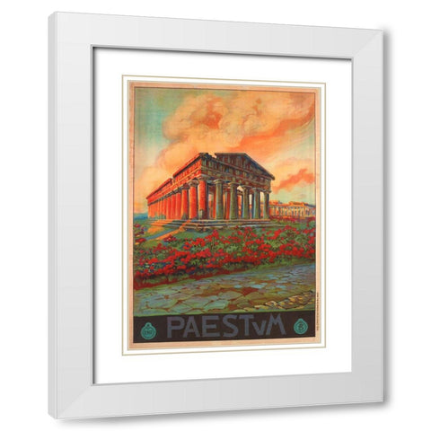 Italy Paestum White Modern Wood Framed Art Print with Double Matting by Vintage Apple Collection