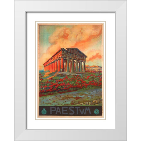 Italy Paestum White Modern Wood Framed Art Print with Double Matting by Vintage Apple Collection