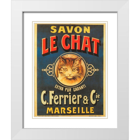 Savon Le Chat White Modern Wood Framed Art Print with Double Matting by Vintage Apple Collection