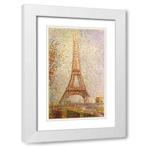 Eiffel Tower by Seurat White Modern Wood Framed Art Print with Double Matting by Vintage Apple Collection