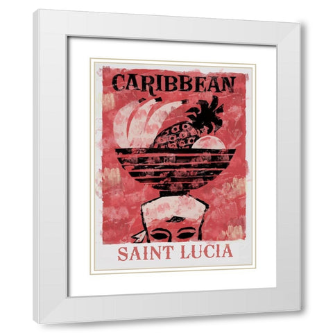 Saint Lucia White Modern Wood Framed Art Print with Double Matting by Vintage Apple Collection