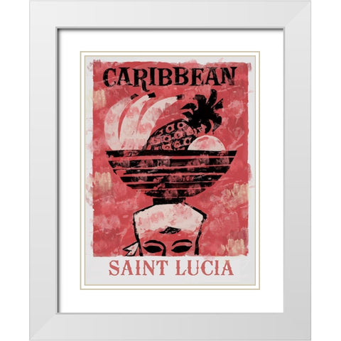Saint Lucia White Modern Wood Framed Art Print with Double Matting by Vintage Apple Collection