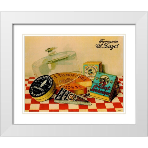 Vintage Cheese - Fromage White Modern Wood Framed Art Print with Double Matting by Vintage Apple Collection