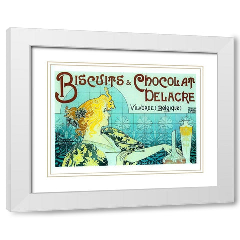 Chocolate Biscuits White Modern Wood Framed Art Print with Double Matting by Vintage Apple Collection