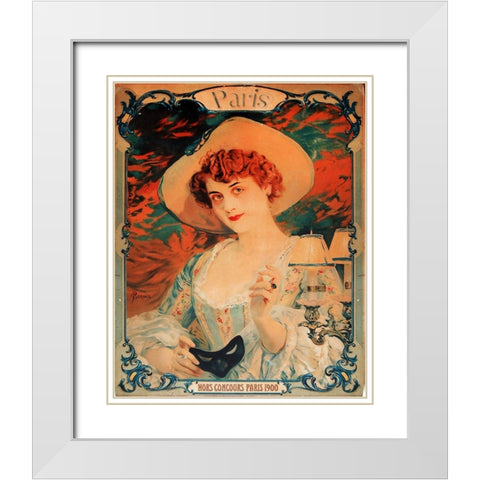 Paris Mardis Gras White Modern Wood Framed Art Print with Double Matting by Vintage Apple Collection