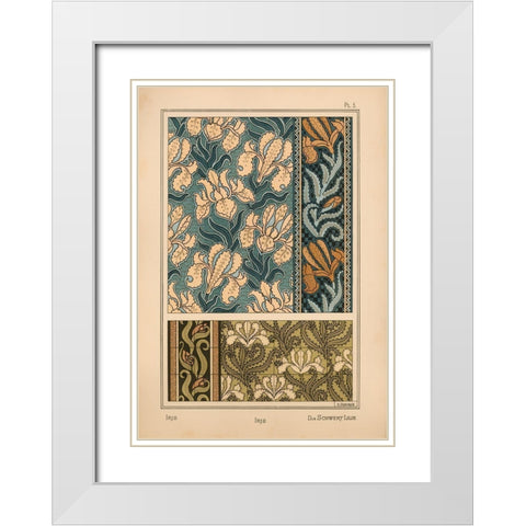 Plate 03 - Iris White Modern Wood Framed Art Print with Double Matting by Vintage Apple Collection