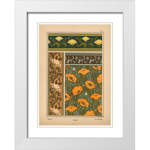 Plate 05 - Poppy White Modern Wood Framed Art Print with Double Matting by Vintage Apple Collection
