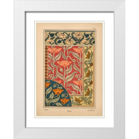 Plate 06 - Poppy White Modern Wood Framed Art Print with Double Matting by Vintage Apple Collection