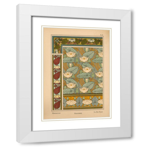 Plate 08 - Water-Lily White Modern Wood Framed Art Print with Double Matting by Vintage Apple Collection