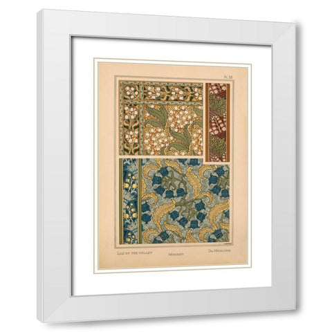 Plate 38 - Lily of the Valley White Modern Wood Framed Art Print with Double Matting by Vintage Apple Collection